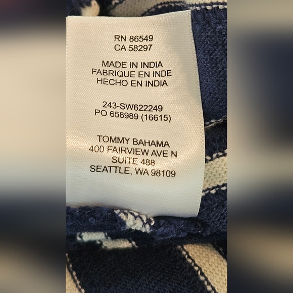 NWT Tommy Bahama Sun Harbor Midi Caftan Dress: Island Navy/White: Size- Medium - Picture 12 of 12